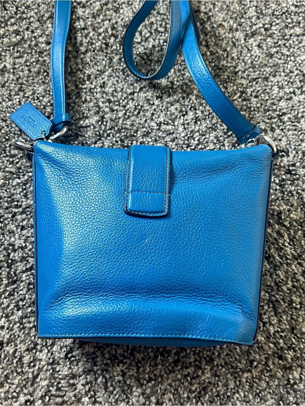 Coach Addie Crossbody, Blue Pebble Leather Turn-Lock - Picture 5 of 9